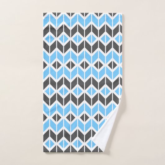 Modern Blue Grey Herringbone Geometric Pattern Bad Handdoek (Handdoek)