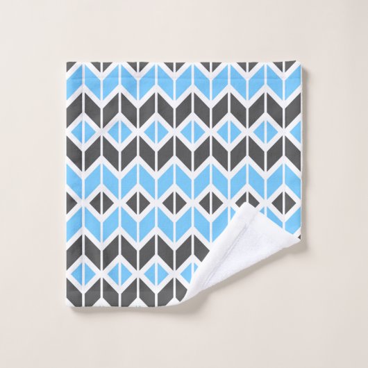 Modern Blue Grey Herringbone Geometric Pattern Bad Handdoek (Wasdoekje)