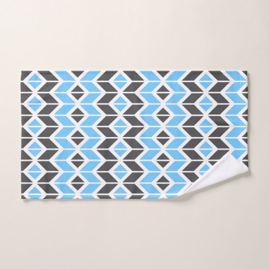 Modern Blue Grey Herringbone Geometric Pattern Bad Handdoek (Handdoek)