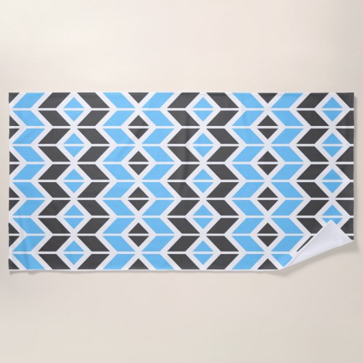 Modern Blue Grey Herringbone Geometric Pattern Strandlaken (Voorkant)