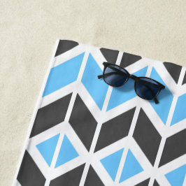 Modern Blue Grey Herringbone Geometric Pattern Strandlaken