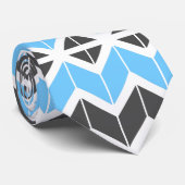 Modern Blue Grey Herringbone Geometric Pattern Stropdas (Opgerold)