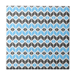Modern Blue Grey Herringbone Geometric Pattern Tegeltje