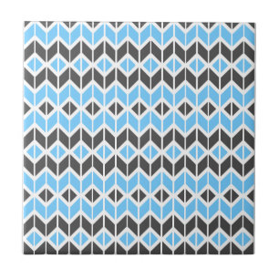 Modern Blue Grey Herringbone Geometric Pattern Tegeltje