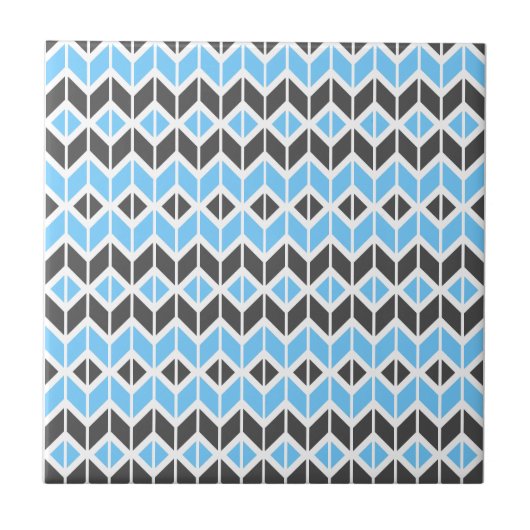 Modern Blue Grey Herringbone Geometric Pattern Tegeltje (Voorkant)
