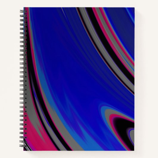 Modern Blue Grey Magenta Fractal Notitieboek (Voorkant)