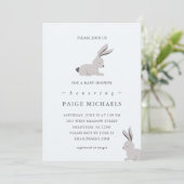 Modern Blue Grey met konijnen en Stippen Kaart (Staand voorkant)