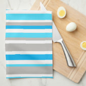 Modern Blue Grey Stripe Pattern Kitchen Towel Theedoek (Quarter Fold)
