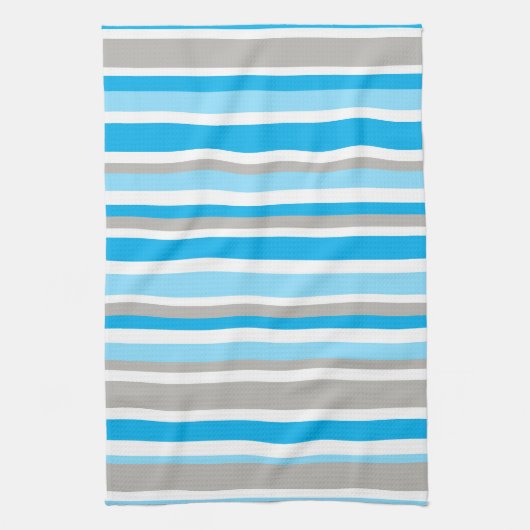 Modern Blue Grey Stripe Pattern Kitchen Towel Theedoek (Verticaal)