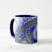 Modern Blue Grey White Spiral Fractal Mok (Voorkant links)