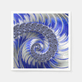 Modern Blue Grey White Spiral Fractal Servet