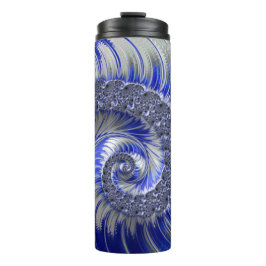 Modern Blue Grey White Spiral Fractal Thermosbeker