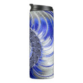 Modern Blue Grey White Spiral Fractal Thermosbeker (Geroteerd rechts)