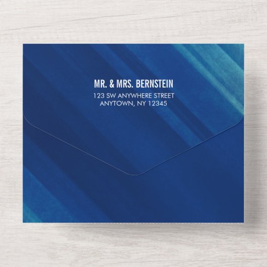 Modern Blue Grunge Bar Mitzvah All In One Uitnodiging (Achterkant)