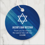 Modern Blue Grunge Bar Mitzvah Bedankjes Labels<br><div class="desc">Moderne marineblauwe grunge Bar Mitzvah gunsttags. Gemakkelijk personaliseren voor aangepaste feestgunsten.</div>