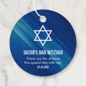 Modern Blue Grunge Bar Mitzvah Bedankjes Labels (Voorkant)
