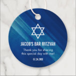 Modern Blue Grunge Bar Mitzvah Bedankjes Labels<br><div class="desc">Moderne marineblauwe grunge Bar Mitzvah gunsttags. Gemakkelijk personaliseren voor aangepaste feestgunsten of dank u geschenken.</div>