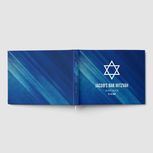 Modern Blue Grunge Bar Mitzvah Gastenboek (Volledig)
