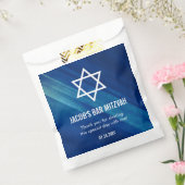 Modern Blue Grunge Bar Mitzvah gepersonaliseerd Bedankzakje (Gezegeld)