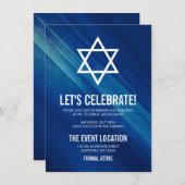 Modern Blue Grunge Bar Mitzvah Reception Kaart (Voorkant / Achterkant)