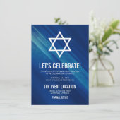 Modern Blue Grunge Bar Mitzvah Reception Kaart (Staand voorkant)