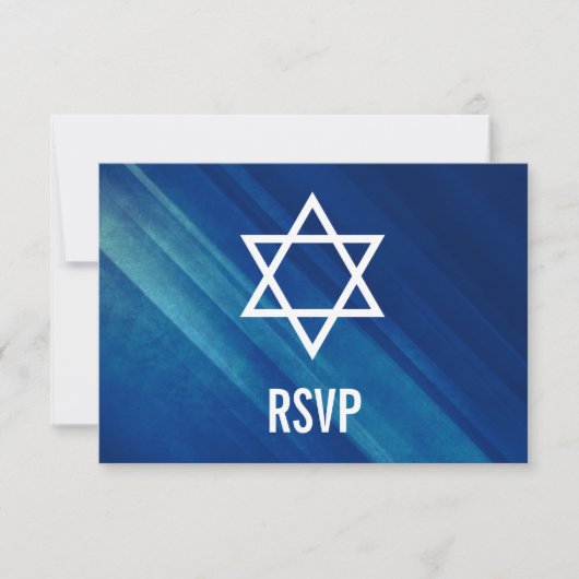 Modern Blue Grunge Bar Mitzvah RSVP (Voorkant)