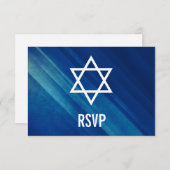 Modern Blue Grunge Bar Mitzvah RSVP (Voorkant / Achterkant)