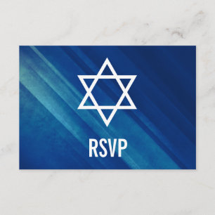 Modern Blue Grunge Bar Mitzvah RSVP Kaartje