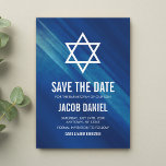 Modern Blue Grunge Bar Mitzvah Save The Date<br><div class="desc">Moderne marineblauwe grunge Bar Mitswa slaat de datum op. Eenvoudig te personaliseren voor uw speciale evenement.</div>