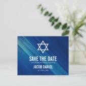 Modern Blue Grunge Bar Mitzvah Save the Date Aankondigingskaart (Staand voorkant)