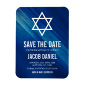 Modern Blue Grunge Bar Mitzvah Save the Date Magneet (Verticaal)