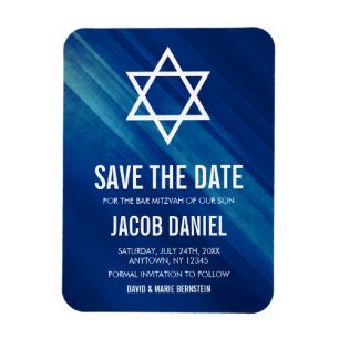 Modern Blue Grunge Bar Mitzvah Save the Date Magneet