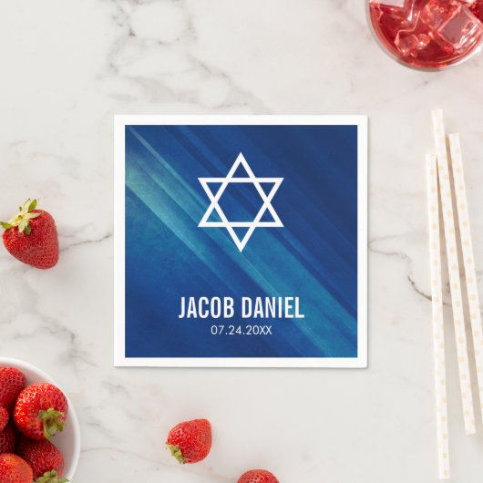 Modern Blue Grunge Bar Mitzvah Servetten (Insitu)