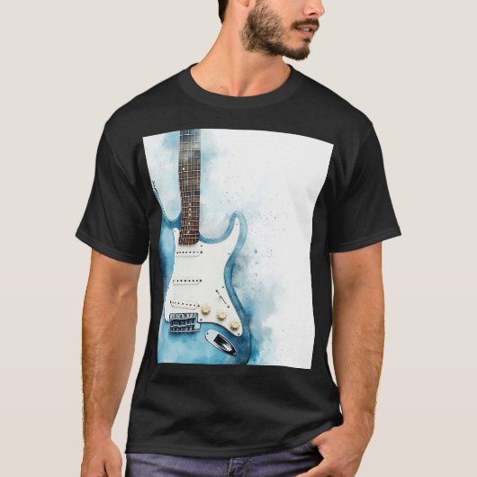 Modern Blue Guitar Mannen Basic T-shirt (Voorkant)