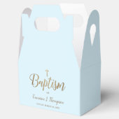Modern Blue Gulle Cross Baptism Baby Boy Dank je Bedankdoosjes (Geopend)