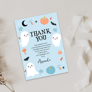 Modern Blue Halloween Baby shower bedankkaart
