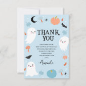 Modern Blue Halloween Baby shower bedankkaart (Voorkant)