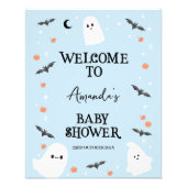 Modern Blue Halloween Welkom Baby shower Teken Foto Afdruk (Voorkant)