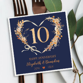 Modern Blue Happy 10e Jubileum bruiloft servetten