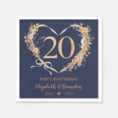 Modern Blue Happy 20th Jubileum bruiloft servetten (Voorkant)