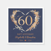 Modern Blue Happy 60th Jubileum bruiloftsservetten Servet (Voorkant)