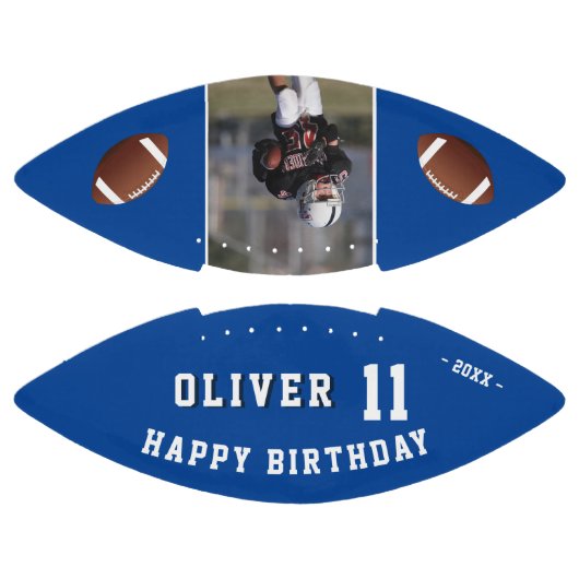 Modern Blue Happy Birthday Kinder foto American Football (Panelen)