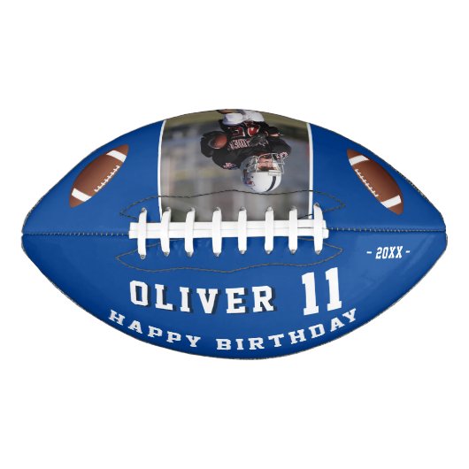 Modern Blue Happy Birthday Kinder foto American Football (Voorkant)
