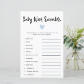 Modern Blue Heart Baby Word Scramble Game (Staand voorkant)