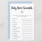 Modern Blue Heart Baby Word Scramble Game (Voorkant / Achterkant)