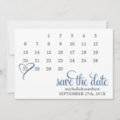 Modern Blue Heart Calendar Wedding Save the Date (Voorkant)