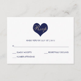 Modern Blue Heart en Stripe - RSVP-kaart RSVP Kaartje