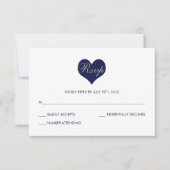 Modern Blue Heart en Stripe - RSVP-kaart RSVP Kaartje (Voorkant)