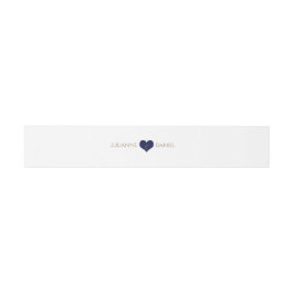 Modern Blue Heart Invitation Belly Band Uitnodigingen Wikkel