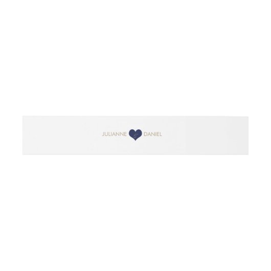 Modern Blue Heart Invitation Belly Band Uitnodigingen Wikkel (Vlak)